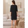 Ekouaer Zip Up Robes for Women Short Waffle Bathrobe Lightweight house coat 3/4 Sleeve Soft Nightgown with Pockets S-3XL(Dark Blue)