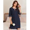 Ekouaer Zip Up Robes for Women Short Waffle Bathrobe Lightweight house coat 3/4 Sleeve Soft Nightgown with Pockets S-3XL(Dark Blue)