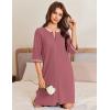 Ekouaer Zip Up Robes for Women Short Waffle Bathrobe Lightweight house coat 3/4 Sleeve Soft Nightgown with Pockets S-3XL(Gray Purple)