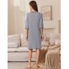 Ekouaer Zip Up Robes for Women Short Waffle Bathrobe Lightweight house coat 3/4 Sleeve Soft Nightgown with Pockets S-3XL(Light Gray)