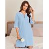 Ekouaer Zip Up Robes for Women Short Waffle Bathrobe Lightweight house coat 3/4 Sleeve Soft Nightgown with Pockets S-3XL(Sky Blue)