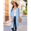 Ekouaer Zip Up Robes for Women Short Waffle Bathrobe Lightweight house coat 3/4 Sleeve Soft Nightgown with Pockets S-3XL(Sky Blue)