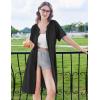 Ekouaer Zipper Robes for Women Knee Length Bathrobe Lightweight Housecoat Short Sleeve Nightgown with Pockets S-3XL(Black)