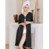 Ekouaer Zipper Robes for Women Knee Length Bathrobe Lightweight Housecoat Short Sleeve Nightgown with Pockets S-3XL(Black)