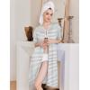 Ekouaer Zipper Robes for Women Knee Length Bathrobe Lightweight Housecoat Short Sleeve Nightgown with Pockets S-3XL(Gray White Stripes)