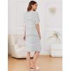 Ekouaer Zipper Robes for Women Knee Length Bathrobe Lightweight Housecoat Short Sleeve Nightgown with Pockets S-3XL(Gray White Stripes)