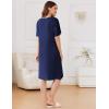 Ekouaer Zipper Robes for Women Knee Length Bathrobe Lightweight Housecoat Short Sleeve Nightgown with Pockets S-3XL(Navy Blue)