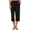 EKOUAER Womens Capri Pajama Pants Wide Leg Lounge Sleep Pants Soft Comfy Drawstring Pj Bottoms with Pockets(Black)