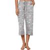 EKOUAER Womens Capri Pajama Pants Wide Leg Lounge Sleep Pants Soft Comfy Drawstring Pj Bottoms with Pockets(Grey Pink)