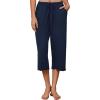 EKOUAER Womens Capri Pajama Pants Wide Leg Lounge Sleep Pants Soft Comfy Drawstring Pj Bottoms with Pockets(Navy Blue)