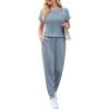Ekouaer Jumpsuits for Women Dressy Summer Romper Ribbed Knit Casual Travel Outfits 2026 Vacation Beach Clothes(Blue)