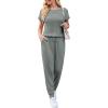 Ekouaer Jumpsuits for Women Dressy Summer Romper Ribbed Knit Casual Travel Outfits 2026 Vacation Beach Clothes(Dark Olive)