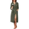 Ekouaer Robes for Women Long Waffle Knit Bathrobe Lightweight Kimono Robe Soft Shawl Collar Spa Robes with Pockets S-XXL(Army Green/Small Waffle)