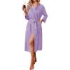 Ekouaer Robes for Women Long Waffle Knit Bathrobe Lightweight Kimono Robe Soft Shawl Collar Spa Robes with Pockets S-XXL(Light Purple/Small Waffle)