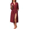 Ekouaer Robes for Women Long Waffle Knit Bathrobe Lightweight Kimono Robe Soft Shawl Collar Spa Robes with Pockets S-XXL(Wine Red/Big Waffle)