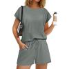 Ekouaer Rompers for Women Ribbed Knit Short Jumpsuit 2026 Summer Casual Vacation Outfits(Army Green)