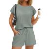 Ekouaer Rompers for Women Ribbed Knit Short Jumpsuit 2026 Summer Casual Vacation Outfits(Celadon Green)