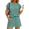 Ekouaer Rompers for Women Ribbed Knit Short Jumpsuit 2026 Summer Casual Vacation Outfits(Green)