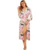 Ekouaer Silk Robes for Women Long Satin Bride Bridesmaid Wedding Party Robes Lightweight Sexy Sleepwear with Pockets(Pink Animal)