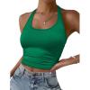 Ekouaer Women Halter Top Backless Scroop Neck Slim Stretchy Ribbed Knit Camisole Crop Tops S-XXL(Green)