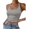 Ekouaer Women Halter Top Backless Scroop Neck Slim Stretchy Ribbed Knit Camisole Crop Tops S-XXL(Light Gray)
