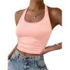 Ekouaer Women Halter Top Backless Scroop Neck Slim Stretchy Ribbed Knit Camisole Crop Tops S-XXL(Pink)