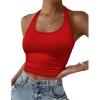 Ekouaer Women Halter Top Backless Scroop Neck Slim Stretchy Ribbed Knit Camisole Crop Tops S-XXL(Red)