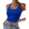 Ekouaer Women Halter Top Backless Scroop Neck Slim Stretchy Ribbed Knit Camisole Crop Tops S-XXL(Sky Blue)