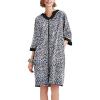 Ekouaer Women Zipper Robe 3/4 Sleeve Nightgowns Lightweight Short Bathrobe with Pockets S-3XL(Black Leopard)