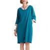 Ekouaer Women Zipper Robe 3/4 Sleeve Nightgowns Lightweight Short Bathrobe with Pockets S-3XL(Blue Green)