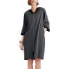 Ekouaer Women Zipper Robe 3/4 Sleeve Nightgowns Lightweight Short Bathrobe with Pockets S-3XL(Dark Gray)