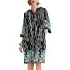 Ekouaer Women Zipper Robe 3/4 Sleeve Nightgowns Lightweight Short Bathrobe with Pockets S-3XL(Green Leaves)