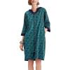Ekouaer Women Zipper Robe 3/4 Sleeve Nightgowns Lightweight Short Bathrobe with Pockets S-3XL(Leaf Print)