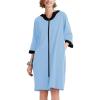 Ekouaer Women Zipper Robe 3/4 Sleeve Nightgowns Lightweight Short Bathrobe with Pockets S-3XL(Light Blue)