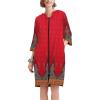 Ekouaer Women Zipper Robe 3/4 Sleeve Nightgowns Lightweight Short Bathrobe with Pockets S-3XL(Red Leaves)