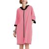 Ekouaer Women Zipper Robe 3/4 Sleeve Nightgowns Lightweight Short Bathrobe with Pockets S-3XL(Rose Pink)