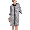 Ekouaer Women Zipper Robe 3/4 Sleeve Nightgowns Lightweight Short Bathrobe with Pockets S-3XL(White Leopard)