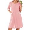Ekouaer Women Zipper Robes Knee Length Waffle Knit Bathrobe Lightweight House Coat with Pockets 3/4 Sleeves Loungewear S-3XL(Light Pink)