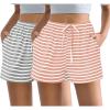 Ekouaer Womens 2 Pack Pajama Shorts Comfy Lounge Bottom Y2k Printed Sleep Short with Pockets Pj Bottoms S-XXL(Pink Stripe/Grey Stripe)