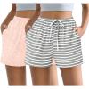 Ekouaer Womens 2 Pack Pajama Shorts Comfy Lounge Bottom Y2k Printed Sleep Short with Pockets Pj Bottoms S-XXL(White Star/Grey Stripe)