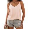 Ekouaer Womens 2-Pack Silk Satin Camisole Tank Top V Neck Sexy Cross Back Spaghetti Strap Cami Sleeveless Lounge Tops S-XXL(1-champagne)