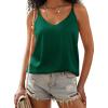Ekouaer Womens 2-Pack Silk Satin Camisole Tank Top V Neck Sexy Cross Back Spaghetti Strap Cami Sleeveless Lounge Tops S-XXL(1-evergreen)