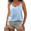 Ekouaer Womens 2-Pack Silk Satin Camisole Tank Top V Neck Sexy Cross Back Spaghetti Strap Cami Sleeveless Lounge Tops S-XXL(1-light Blue)