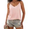 Ekouaer Womens 2-Pack Silk Satin Camisole Tank Top V Neck Sexy Cross Back Spaghetti Strap Cami Sleeveless Lounge Tops S-XXL(1-light Pink)