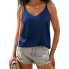 Ekouaer Womens 2-Pack Silk Satin Camisole Tank Top V Neck Sexy Cross Back Spaghetti Strap Cami Sleeveless Lounge Tops S-XXL(1-navy Blue)