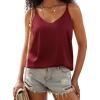 Ekouaer Womens 2-Pack Silk Satin Camisole Tank Top V Neck Sexy Cross Back Spaghetti Strap Cami Sleeveless Lounge Tops S-XXL(1-wine Red)