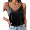 Ekouaer Womens 2-Pack Silk Satin Camisole Tank Top V Neck Sexy Cross Back Spaghetti Strap Cami Sleeveless Lounge Tops S-XXL(Black)