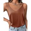 Ekouaer Womens 2-Pack Silk Satin Camisole Tank Top V Neck Sexy Cross Back Spaghetti Strap Cami Sleeveless Lounge Tops S-XXL(Caramel)