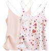 Ekouaer Womens 2-Pack Silk Satin Camisole Tank Top V Neck Sexy Cross Back Spaghetti Strap Cami Sleeveless Lounge Tops S-XXL(Champagne+heart)