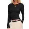 Ekouaer Womens Long Sleeve Shirts Fitted Tops Stretchy Base Layer Basic Tight Thermal Undershirt XS-XXL(Black)